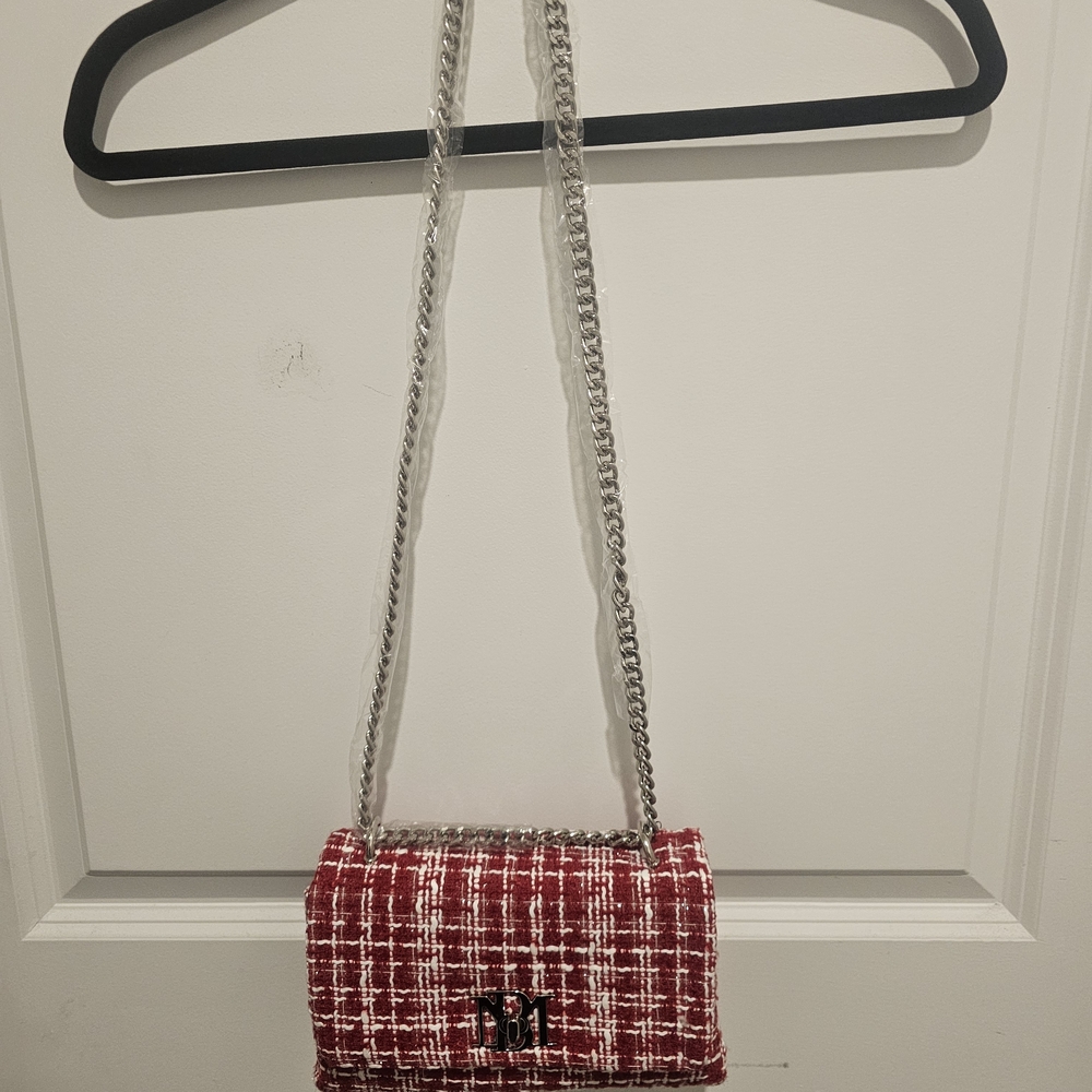 Red Tweed Crossbody Bag